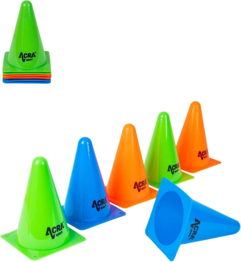 Conuri de antrenament colorate ACRA, 18 cm - 6 buc.