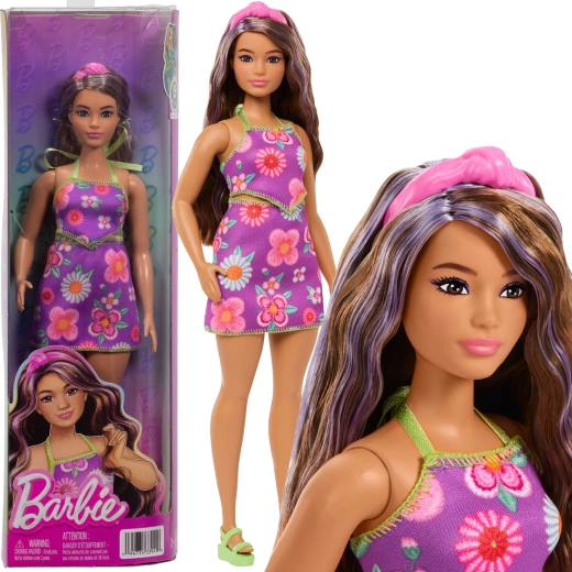 Păpușă Barbie Fashionistas în rochie cu flori