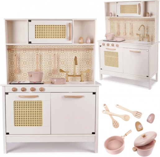 Bucătărie din MDF pentru copii din lemn retro boho 100 cm cu accesorii