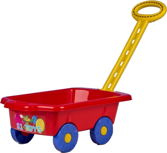 Cărucior din plastic pentru copii cu mâner de tragere 45 cm – roșu