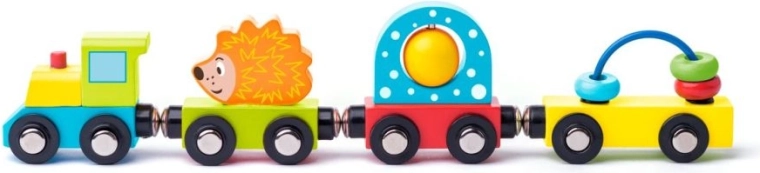 Trenuleț din lemn cu arici și jucării Woody