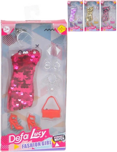 Rochie de seară cu paiete pentru păpușă, cu accesorii la modă - 1 buc