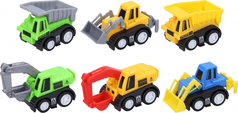 Mașini de construcții cu mecanism de întoarcere 6 buc, 6 cm
