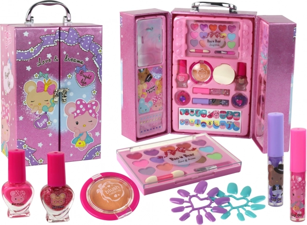 Set cosmetic pentru copii în valiză roz