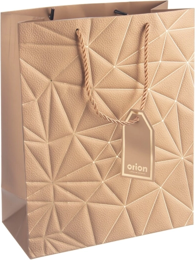 Pungă cadou din hârtie cu model auriu tip grilaj 26 × 12 × 32 cm