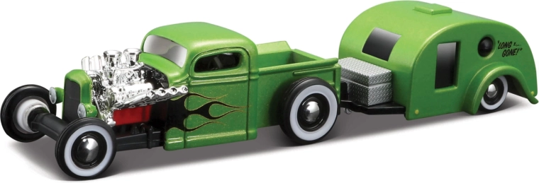 Maisto Design Tow & Go Chevrolet pick-up cu rulotă