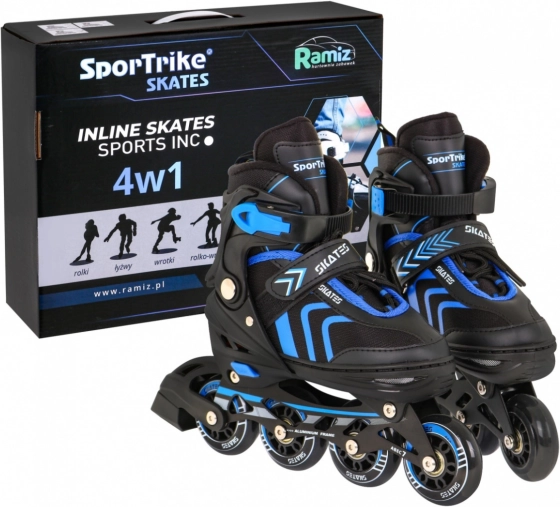 Set 4‑în‑1 patine pentru copii: inline, cu patru roți și de gheață, mărimea 29–33 – Albastru