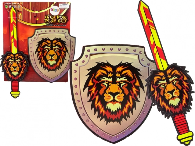 Set de cavaler din spumă EVA – sabie și scut cu motiv de leu
