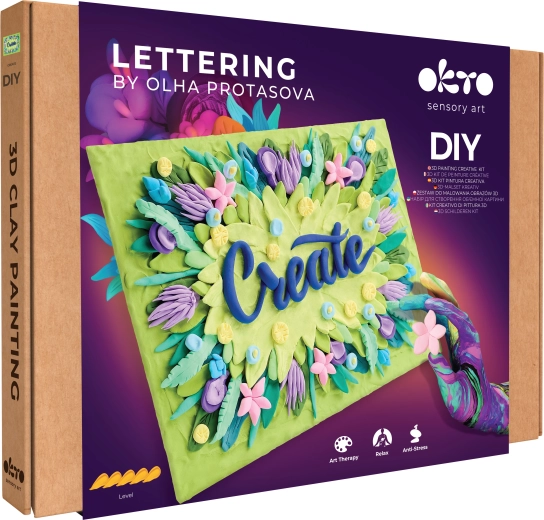 Set artistic OKTO Lettering pentru pictură cu pastă „Create” 30 × 40 cm