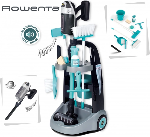 Cărucior de curățenie pentru copii cu aspirator Smoby Rowenta