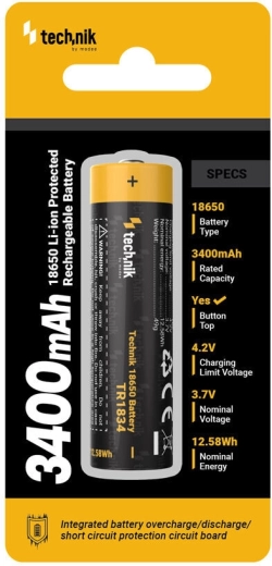 Baterie Li-Ion reîncărcabilă 18650 3400 mAh 3,7 V cu protecție Technik