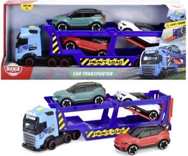 Autotransportor Volvo FH16 cu lumini și sunete, 40 cm + 3 mașini VOLVO XC40 RECHARGE