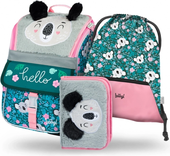 Set Baagl cu 3 piese Zippy Baby Koala: ghiozdan școlar, penar, săculeț