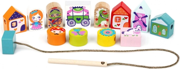 Basmele de Însăilat CUBIKA - set din lemn pentru copii