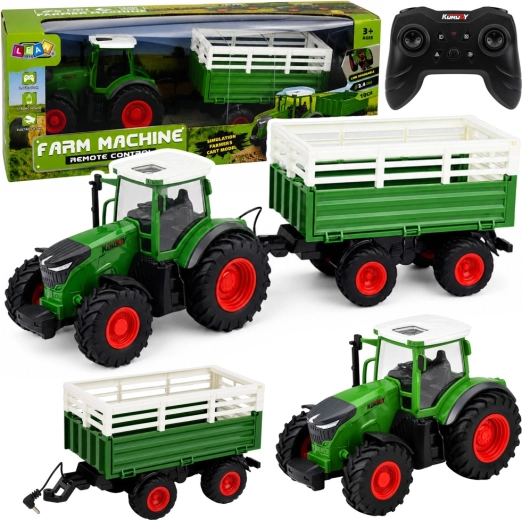 Tractor telecomandat cu remorcă basculantă 1:24 cu lumini