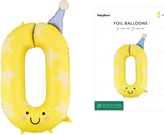 Balon din folie cifră 0 galben 86 cm