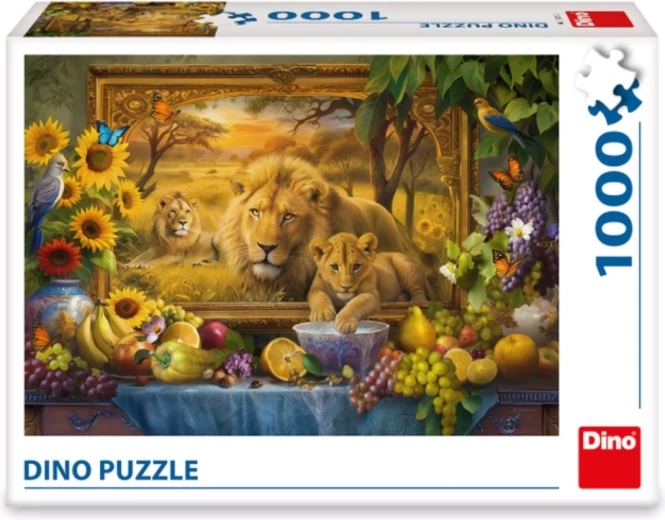 Motiv vibrant și detaliat al familiei de lei