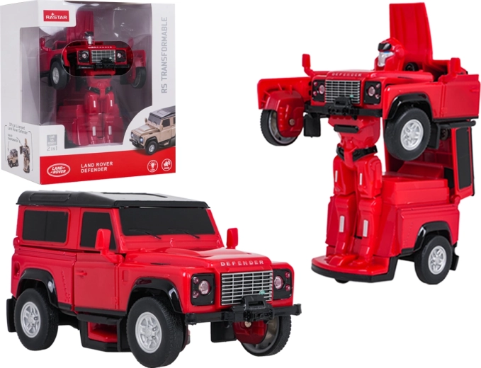 Mașinuță transformabilă și robot 2 în 1 Land Rover Defender RASTAR roșu