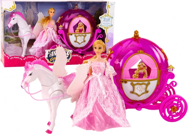 Set magic cu caleașcă de cai și prințesă