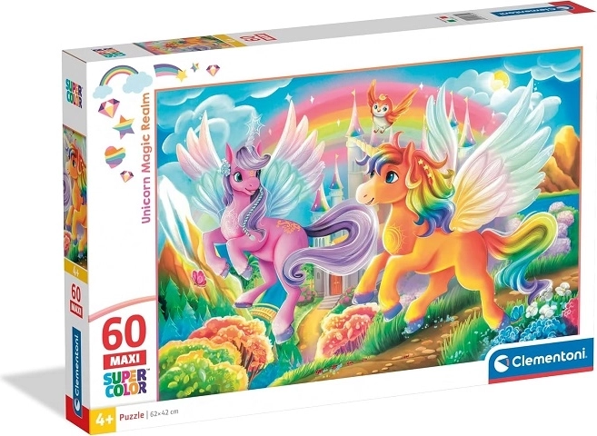 Clementoni puzzle maxi cu unicorni, 60 piese, Unicorn Magic