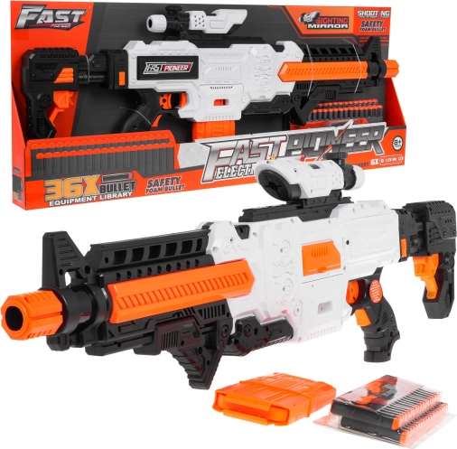 Blaster cu spumă Fast Pioneer pentru copii 8+ cu vizor, încărcător și 36 de gloanțe