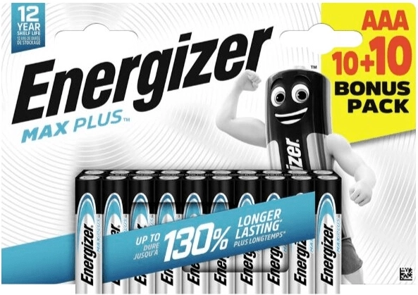 Baterii alcaline Energizer Max Plus AAA 20 buc (10+10)