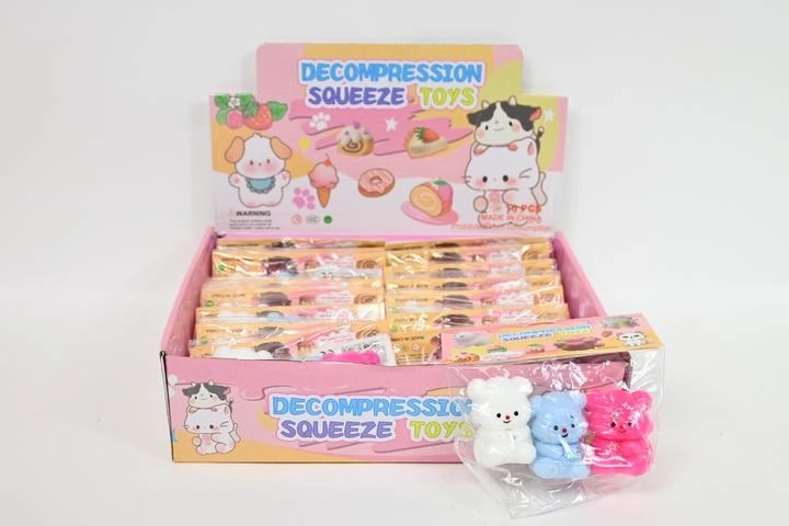 Mini jucării antistres de strâns – ursuleți (set 3 buc.)