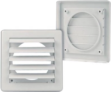 Grilaj de ventilație gravitațional 175 × 175 mm pentru conductă 125 mm – alb