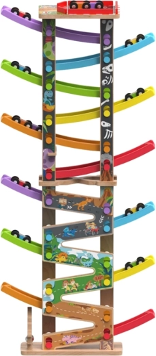 2Kids Toys pistă mare de curse din lemn cu 12 rampe