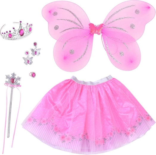 Costum de zână fluture pentru fetițe – fustă, aripi și accesorii