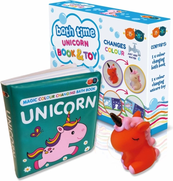Leporelo de baie magic care își schimbă culoarea cu jucărie – unicorn