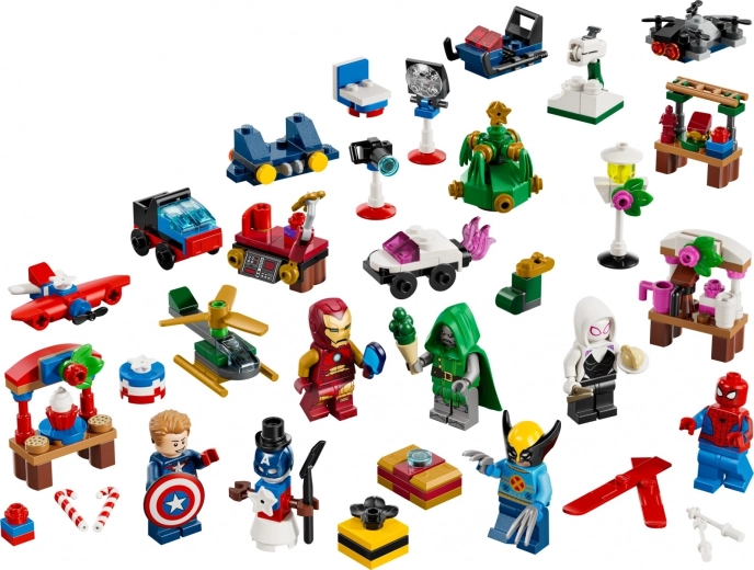 6 minifigurine LEGO Marvel cu accesorii de sărbătoare