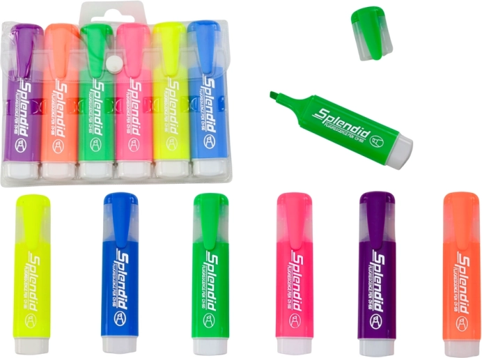 Set de 6 markere evidențiatoare pastel