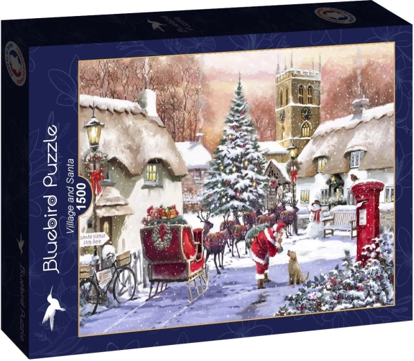 Puzzle Bluebird Moș Crăciun la sat 1500 piese
