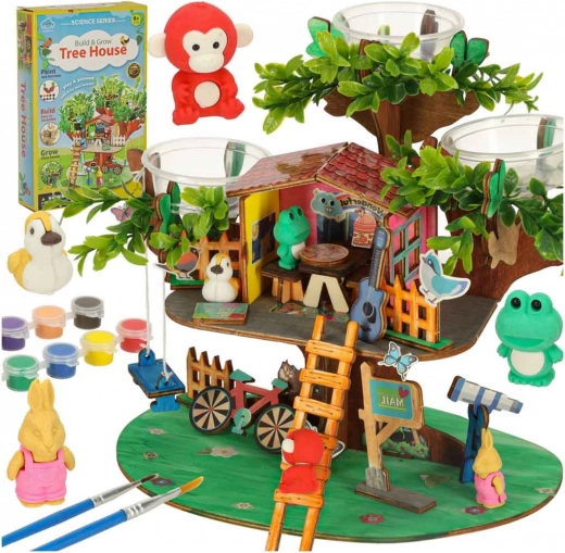 Set creativ căsuță în copac cu accesorii și cultivarea plantelor