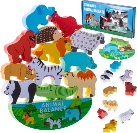 Joc de echilibru Montessori din lemn cu animale