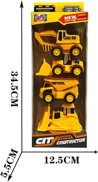 Set utilaje de construcții – 4 buc, mini vehicule 9 cm