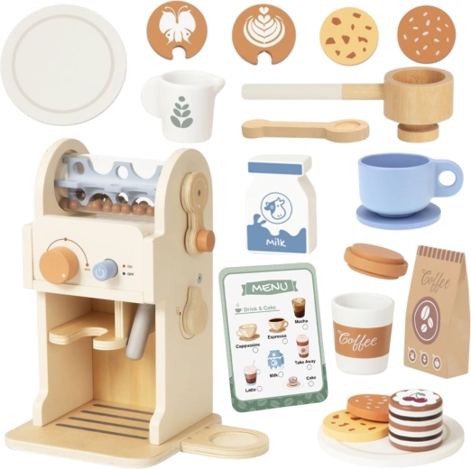 Set bogat de accesorii și meniu de cafenea