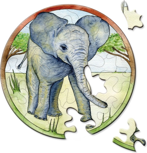 Puzzle rotunde Curiosi Picoli elefant 33 piese