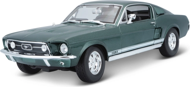 Model auto Maisto Ford Mustang GTA Fastback 1967 1:18 verde metalizat, din metal