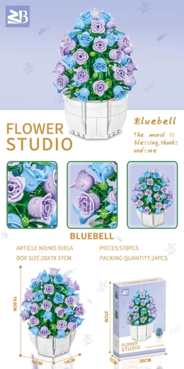Set de construcție floare mov 570 piese