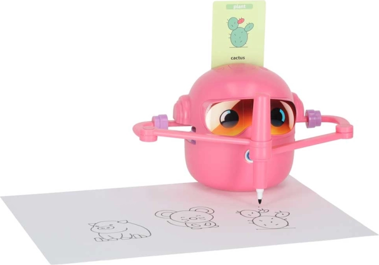 Robot interactiv de desen pentru copii – jucărie educativă cu carduri, roz