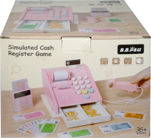 Casă de marcat din lemn pentru copii – roz