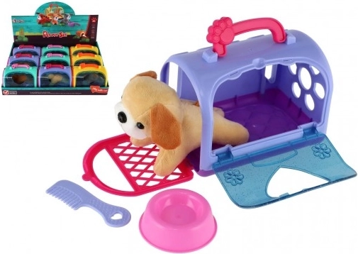 Jucărie Cățeluș în cutie de transport cu accesorii