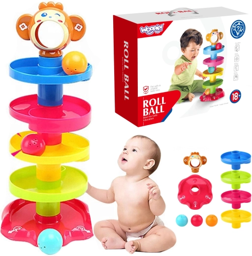 Woopie Turn spiralat pentru copii cu pistă și 3 mingi