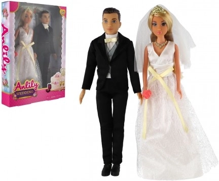 Set de nuntă cu păpuși ANLILY – mireasă și mire 30 cm
