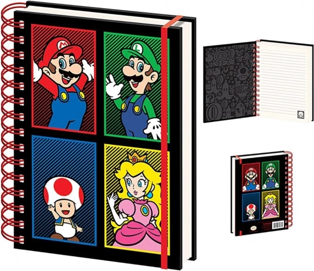 Caiet cu spirală A5 SUPER MARIO – dictando, 4 culori