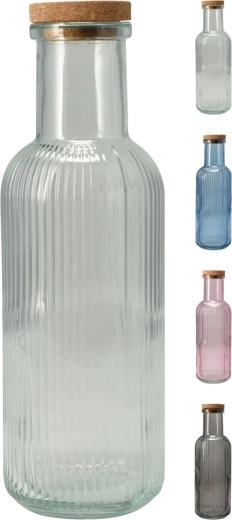 Sticlă de sticlă 1 l cu dop de plută, mix de culori