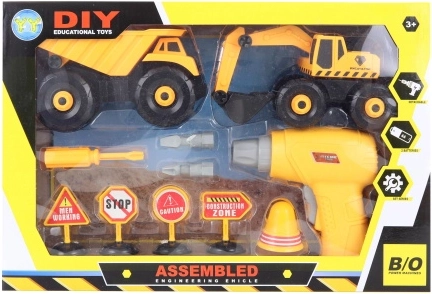 Set de mașini de construcție cu șuruburi