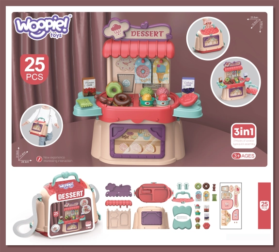 Woopie cofetărie și gelaterie 3‑în‑1 set portabil cu 25 piese